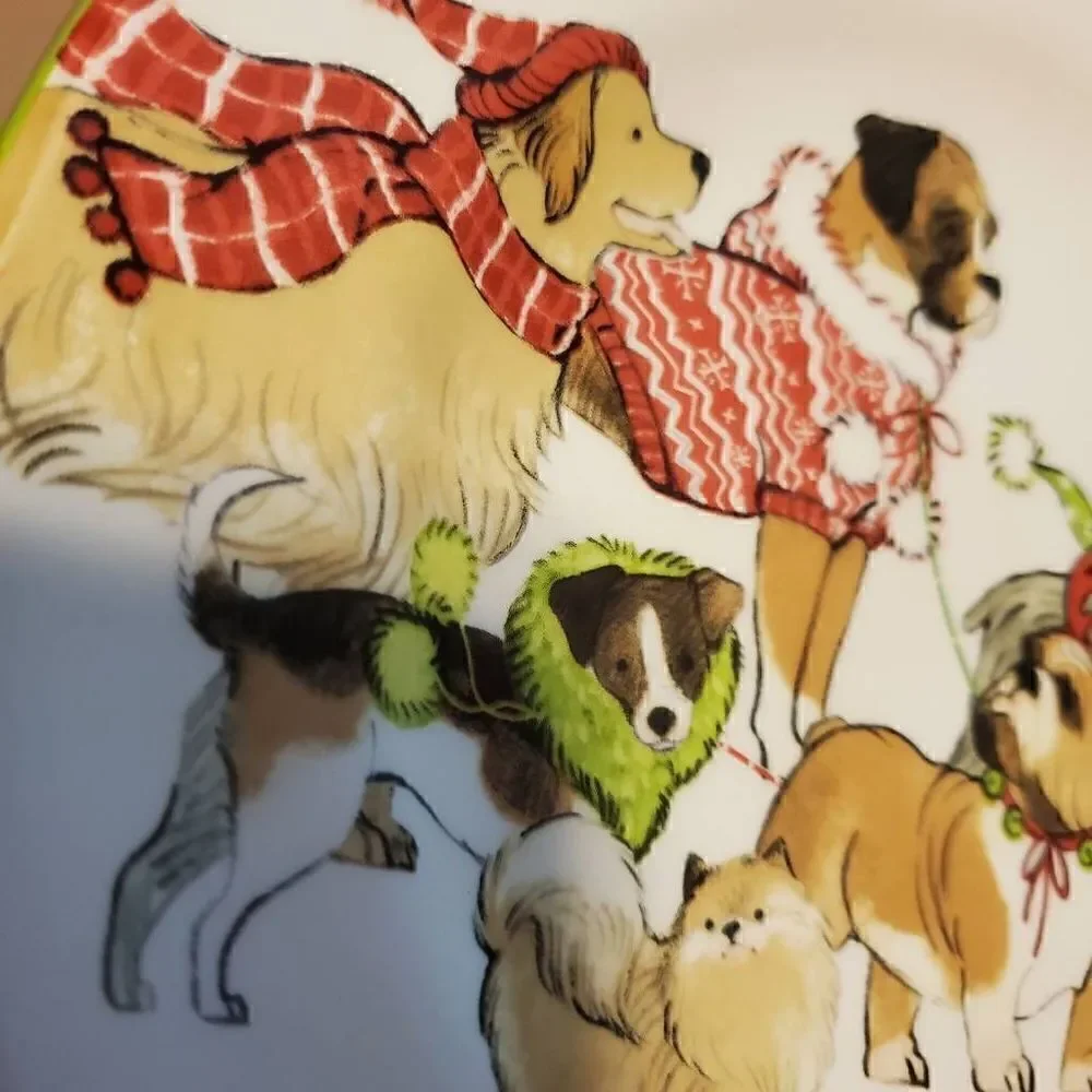 Pier 1 Imports Park Avenue Puppies Handpainted Ironstone Holiday Serving Plate